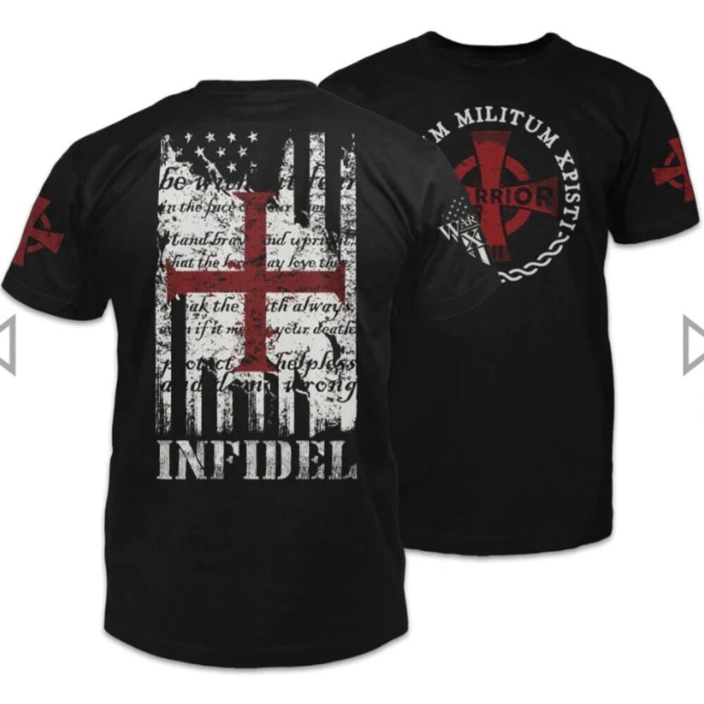 Warrior Xii Knights Templar Veteran Owned Graphic Funny Tactical Shirt 2xl black